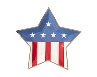 American Flag Star Plates, 4th Of July Party Supplies, Independence Day Party Decor, Patriotic Party Tableware, USA Party, Red White & Blue