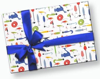 Tackle Wrapping Paper - Fish Wrapping Paper, Fishing Wrapping Paper, Gift Wrapping Paper, Fishing Birthday Party, Wrapping Paper for Men