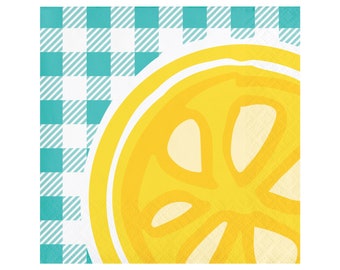 Lemon Napkins - Lemonade Birthday, Pink Lemonade Party, Fruit Party, Lemon Party, Citrus Party, Citrus Birthday, Picnic Party