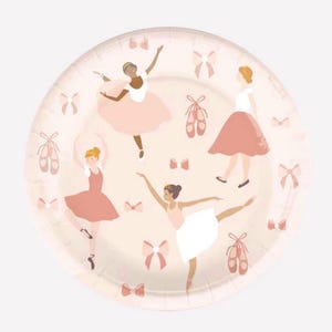 Ballerina Party Plates 9&quot; – Pink Ballet Dancer Paper Plates 8ct for Girl Birthday or Dance Party