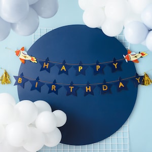 Airplane Birthday Banner - Pilot Party Supplies, Vintage Airplane Party Decorations, Plane Birthday Decor, Time Flies Party, Two Fly Party
