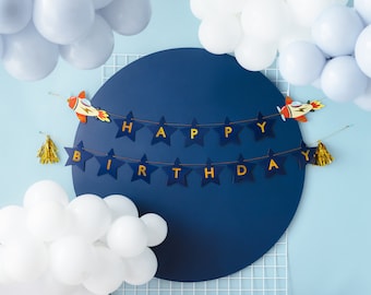 飛行機の誕生日バナー - パイロットパーティー用品、ビンテージ飛行機パーティーデコレーション、飛行機の誕生日デコレーション、タイムフライパーティー、ツーフライパーティー