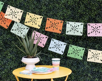 Banner de papel picado fiesta - Banner de festa de fiesta, suprimentos para festa de cinco de mayo, decorações de aniversário de fiesta, decorações de festa mexicana
