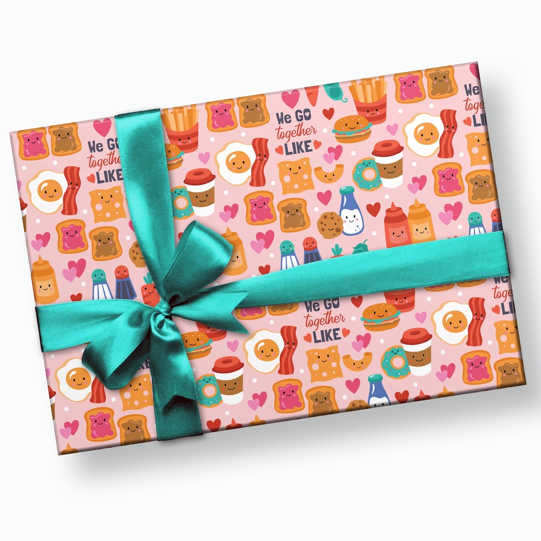 Food Gift Wrap Valentines Day Wrapping Paper Valentines Day Etsy