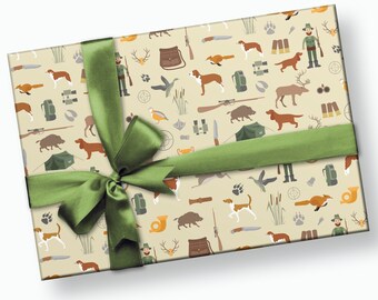 Hunting Gift Wrap - Wrapping Paper, Hunting Birthday, Birthday for Him, Fathers Day Gift, Deer Baby Shower, First Birthday Boy, Present Wrap