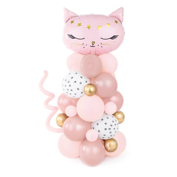 Pink Cat Balloon Bouquet - Cat Party Supplies, Cat Birthday Decor, Cat Party Decorations, Cat Birthday Supplies, Cat Balloon Decorations