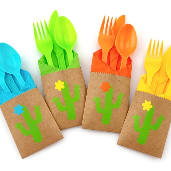 Cactus Party Cutlery - Cactus Birthday, Cactus Party Supplies, Fiesta Birthday, Fiesta Party, Cactus Baby Shower, Flower Cactus