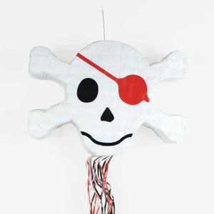 Piñata de fiesta pirata: calavera y huesos cruzados, decoraciones de cumpleaños piratas, suministros para fiestas, cumpleaños con barco pirata Ahoy, decoración para fiestas con mapa del tesoro
