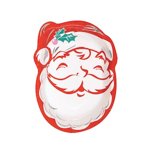 Jolly Santa Party Plates - Christmas Party Supplies, Holliday Birthday Decorations, Santa Party Decor, Merry & Bright, Oh What Fun Party