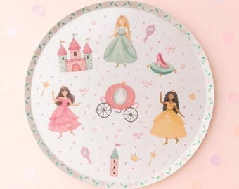 Borden prinsessenfeest, dessertborden koninklijke verjaardag, sprookjesachtige feestartikelen, decor kasteelfeest, papieren servies 8 counts