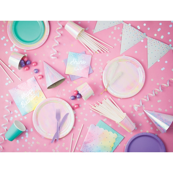 Mermaid Party Supplies Shimmering Clamshell Plates and Mermaid Scales Napkins Serves 16
