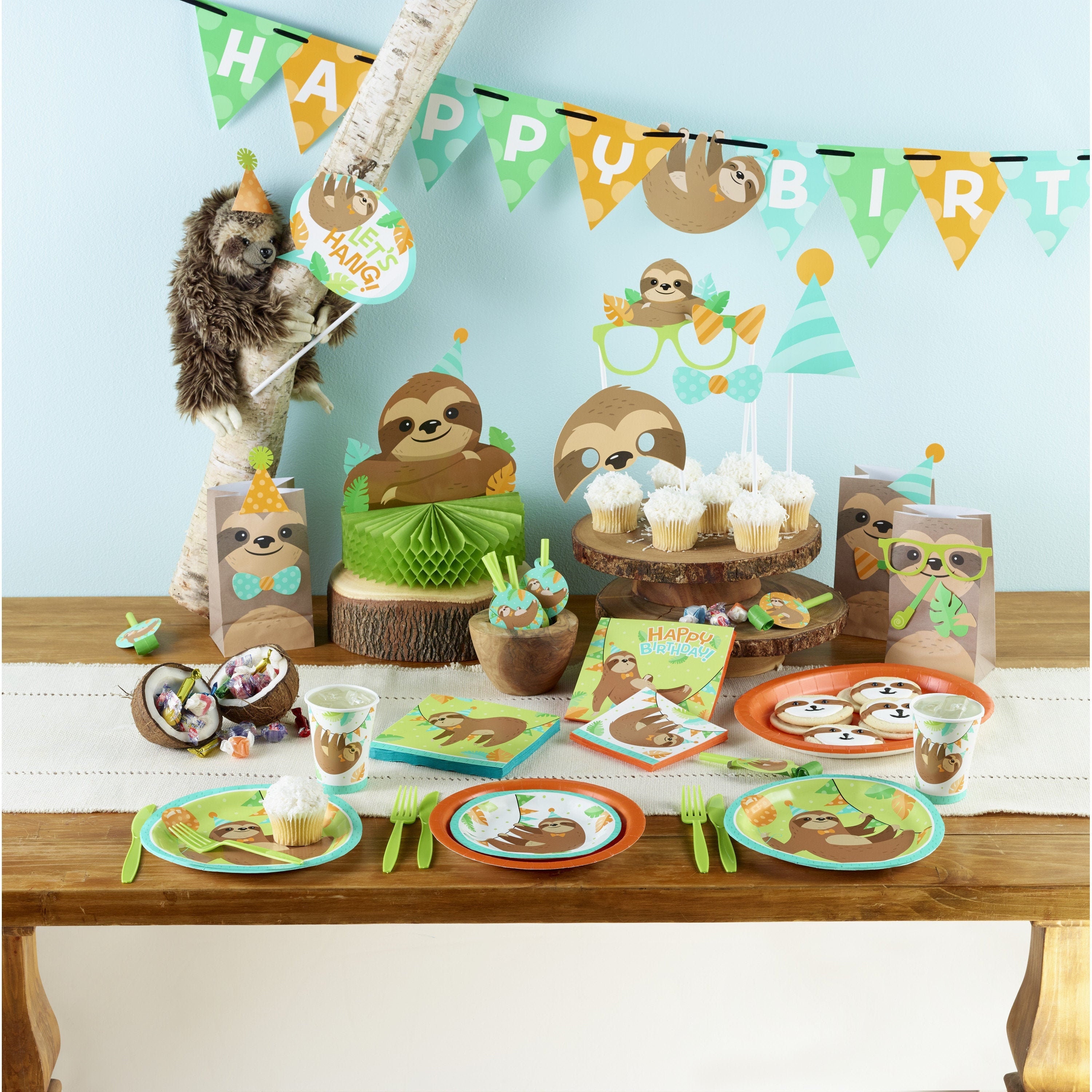 2 PERSONALISED Sloth 3rd Birthday Banner X2 Party Decorations Boys Girls Kids