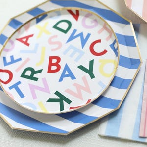 Alphabet Party Lunch Plates 8ct - Back to School Birthday, Classroom Party, First Day of School, Last Day of School, Kindergarten Graduation