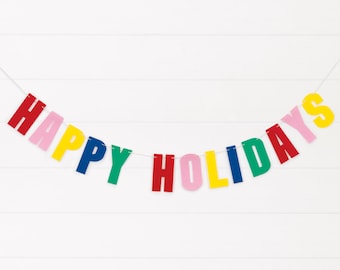 Happy Holidays Banner - Holiday Party Decorations, Christmas Party Banner, Holiday Felt Banner, Holiday Decorations, Holiday Party Supplies