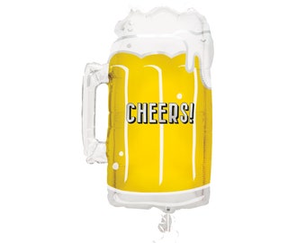 Cheers! Beer Balloon - 21st Birthday Balloon Decor, Retirement Party Balloons, Mens Birthday Decorations, Over The Hill Party Decorations