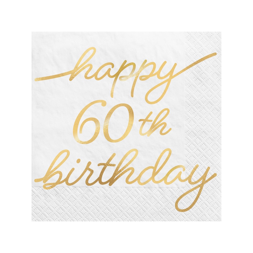 60th Birthday Cocktail Napkins Diamond Birthday Decorations, Gold Party