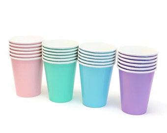 Pastel Rainbow Party Cups - Pastel Birthday, Unicorn Party, Donut Party, Unicorn Birthday, First Birthday, Donut Birthday, Paper Cups