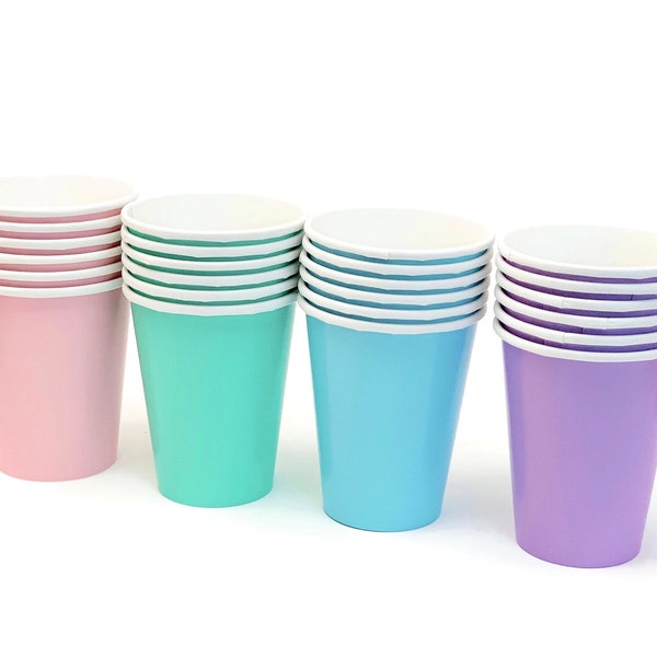 Pastel Rainbow Party Cups - Pastel Birthday, Unicorn Party, Donut Party, Unicorn Birthday, First Birthday, Donut Birthday, Paper Cups