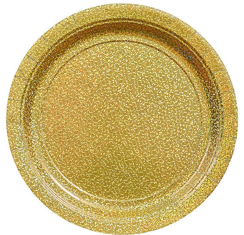 Gold Holographic Plates Gold Glitter Plates Gold Party Etsy