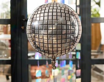Disco Ball Foil Balloon 22" – Silver Party Balloon for Disco Birthday, Bachelorette, 70s Theme, or Dance Party Decor, Birthday Decorations