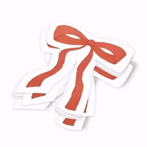 Red Bow Paper Napkins 24ct - Red Bow Birthday Decorations, Coquette Party Supplies, Tying the Knot Bachelorette Party, Preppy Baby Shower
