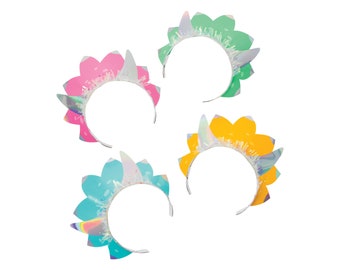 Dinosaur Party Tiaras 8ct - Girl Dinosaur Party Supplies, Dinosaur Birthday Hats, Pink Dinosaur Party Decorations, Girl Birthday Supplies