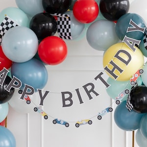 Racing Birthday Banner Set - Racecar Party Decorations, Car Birthday Supplies, Fast One Birthday Decor, Vintage Race Car Baby Shower