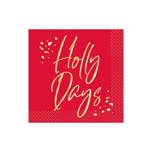 Holly Days Napkins - Christmas Napkins, Holiday Party Decorations, Christmas Party Supplies, Office Holiday Party, Christmas Dinner Napkins