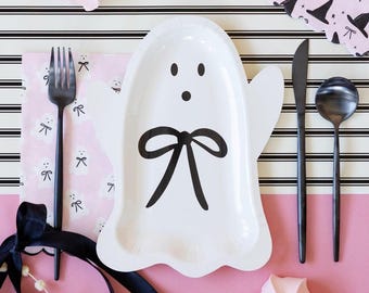 Ghost Shaped Party Plates 8ct – Halloween Themed Paper Plates for Kids Birthday, Trick-or-Treat, Spooky Fun Tableware