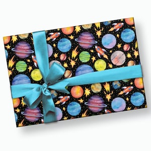 Papier cadeau espace - Papier cadeau planète, fête de l'espace, fête galaxie, anniversaire planète, papier cadeau pour enfants, papier cadeau enfant, papier cadeau