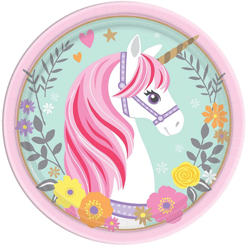 Unicorn Dessert Plates Unicorn Party Supplies Unicorn Etsy