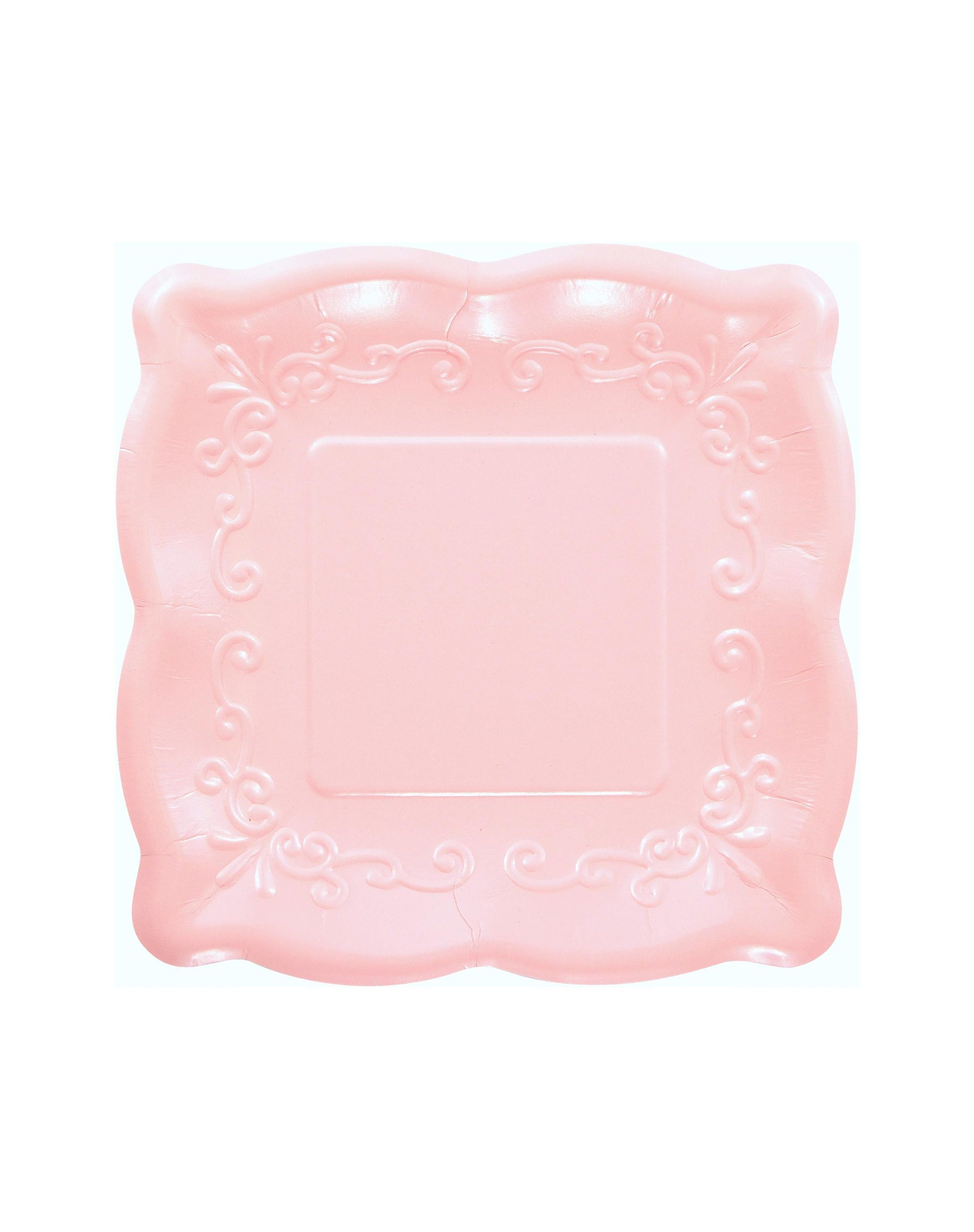 Pale Pink and Navy Colorblock Large Paper Plates – Lushra