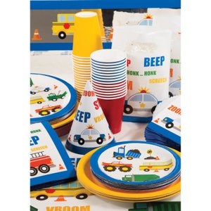 7 Transportation Party Plates Transportation Birthday, Transportation Baby Shower, Planes Trains Automobiles Party, Traffic Jam Party image 3