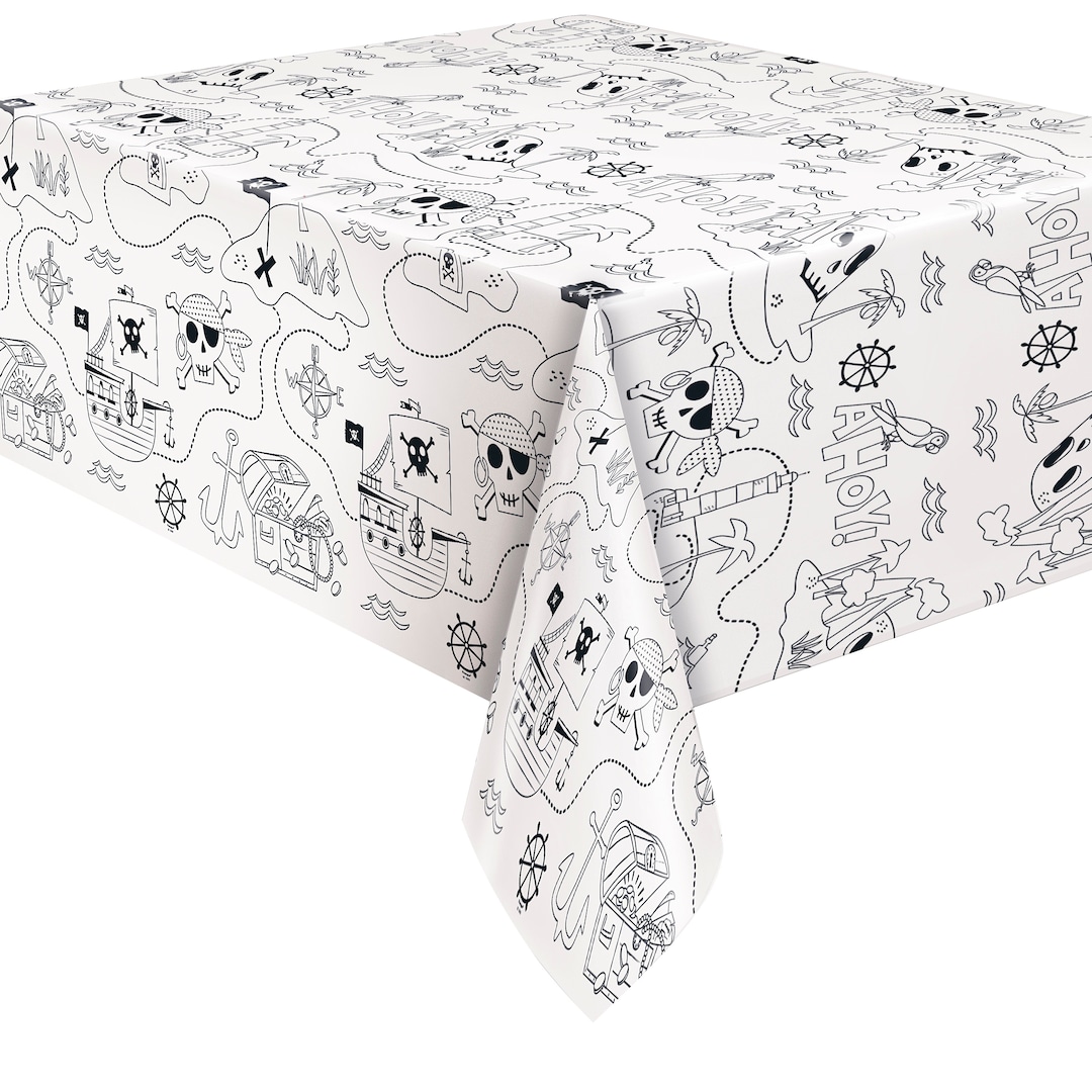 Pirate Coloring Tablecloth - Pirate Party Supplies, Pirate Birthday Decorations, Pirate Party ...