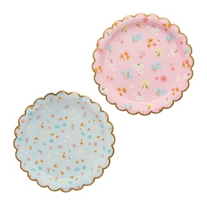 Floral Scalloped Paper Plates 8ct – 9&quot; Tea Party Garden Plates, Spring Birthday, Baby Shower, Bridal or Bachelorette Party Tableware