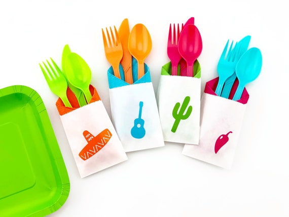 Fiesta Cutlery 24 Set Cinco de Mayo Birthday Baby Bachelorette Party Supplies Fiesta Cutlery 24 Set Cinco de Mayo Birthday Baby Bachelorette Party Supplies