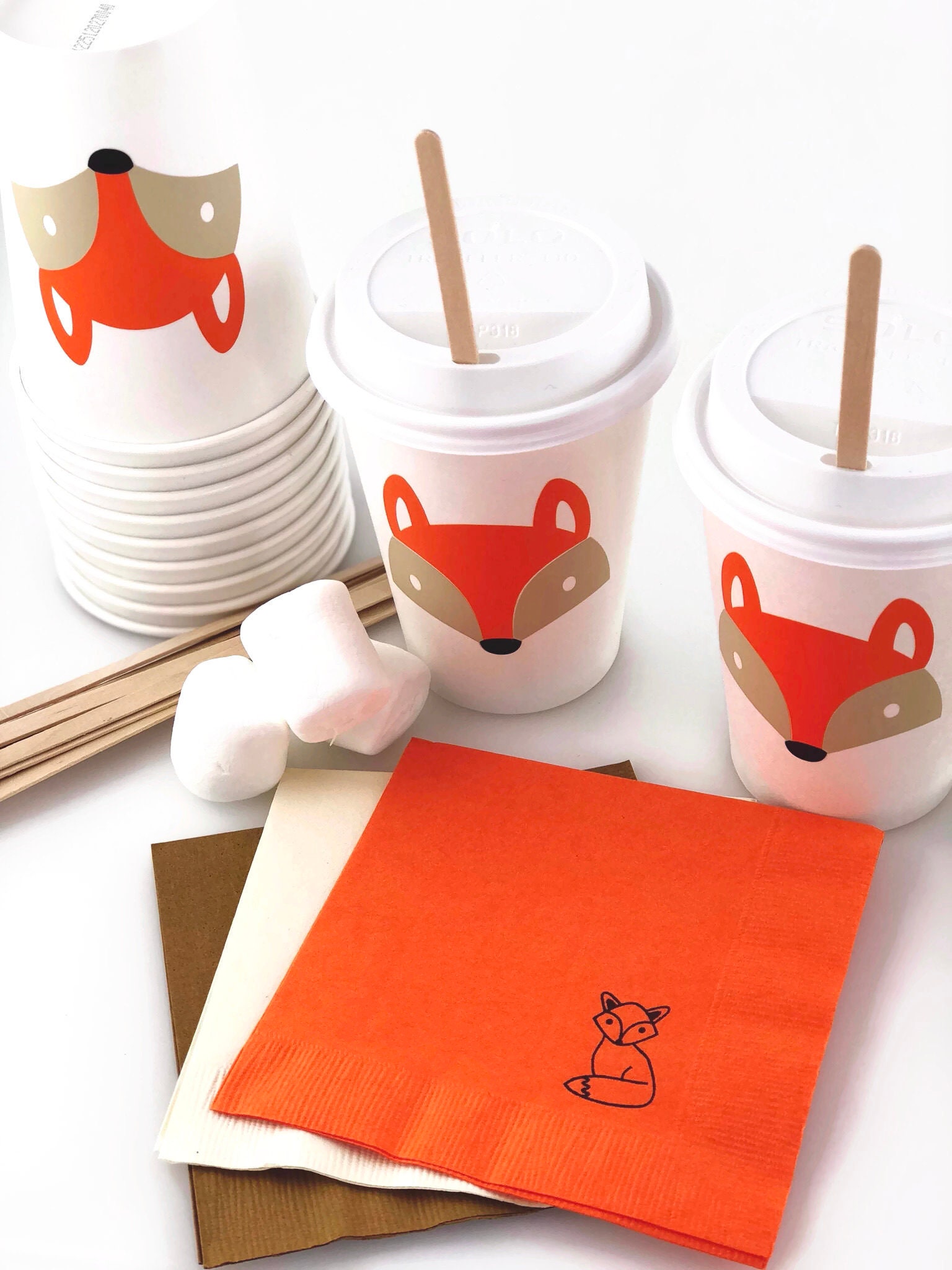 Fox Napkins Fox Party Napkins Fox Baby Shower Fox Etsy