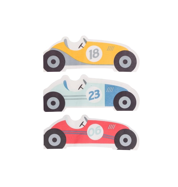 100 Serviettes Anniversaire Thème Voiture Course - Forme Roue De Pneu - 33x33cm - Pour Fête Enfant