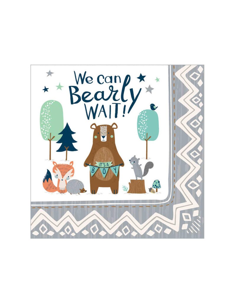 We Can Bearly Wait Napkins Bear Baby Shower Woodland Image 0