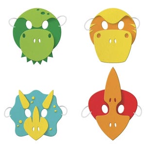 Dinosaur Foam Masks – 4ct Party Favors, Kids Birthday Decorations, Dino Dress-Up, Dinosaur Birthday Favors