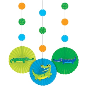 Alligator Party Decorations 3ct - Alligator Birthday Supplies, Hanging Party Decorations, Reptile Party Supplies, Alligator Birthday Decor