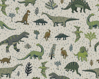 Folhas de embrulho de presente de dinossauros neutros – Papel de embrulho 30x20 com dinossauros verdes e marrons – Folhas planas enroladas para presentes de aniversário ou chá de bebê
