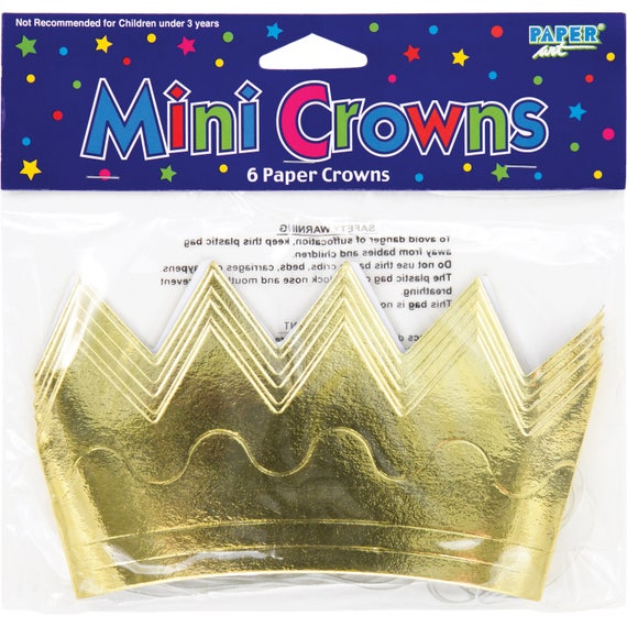 Mini Gold Paper Crowns, 4 Count