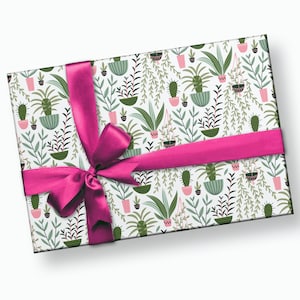 Papier cadeau plante - Papier cadeau plante, papier cadeau cactus, cadeau d'anniversaire plante, papier cadeau plante succulente, cadeau amoureux des plantes, cadeaux plantes pour maman