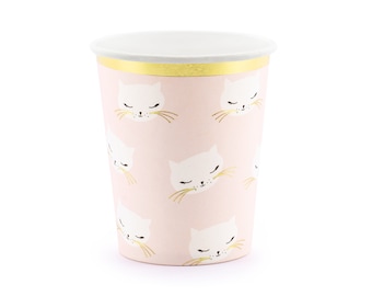 Vasos para fiesta de gatitos: Vasos de cumpleaños de gatitos, decoraciones de cumpleaños de gatitos, artículos para fiestas de gatos rosas, baby shower de gatos, decoraciones para fiestas de gatos