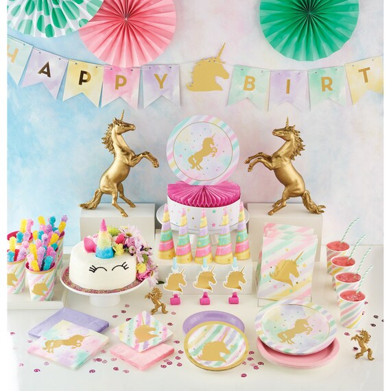 Unicorn Birthday Party Supplies, Unicorn Napkins, Paper Napkins Party, Gold  Unicorn Head Dessert Napkins, Rainbow Unicorn Party Decorations 