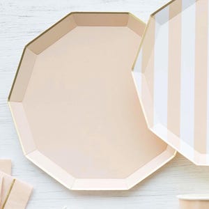 Peach Party Plates - Sweet as a Peach Birthday, Peach Party Supplies, Peach Gold Bridal Shower, Fruit Birthday, Elegant Paper Dinner Plates