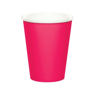 24 Magenta Pink 9oz Cups - Pink Bachelorette Party, Pink Birthday, Pink Party Cups, Paper Cups, Party Favor Cups, Pink Party Supplies
