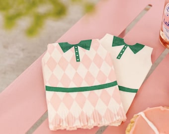 Tennis Dress Fringe Napkins 24ct - Tennis Birthday Decor Bridal Shower Country Club Match Golf Birthday Retirement Party Team Tennis Party
