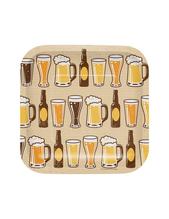 Beer Party Plates Mens Birthday Party Bachelor Party Etsy